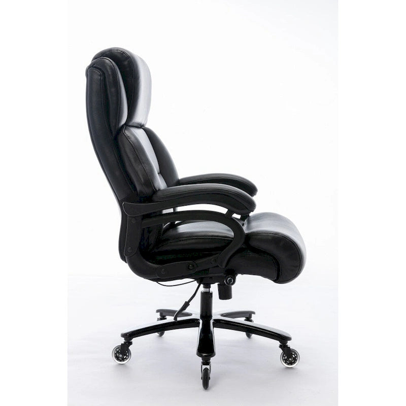Chaise de bureau à dossier haut avec support lombaire réglable et roulettes pivotantes