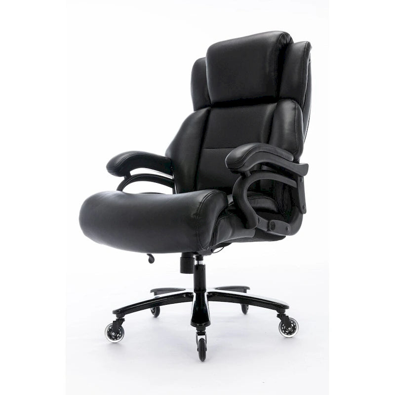 Chaise de bureau à dossier haut avec support lombaire réglable et roulettes pivotantes