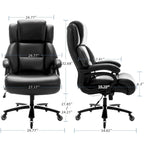 Chaise de bureau à dossier haut avec support lombaire réglable et roulettes pivotantes