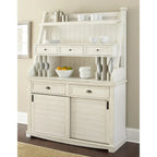  Cottonville Distressed Antique White Storage Buffet and Hutch