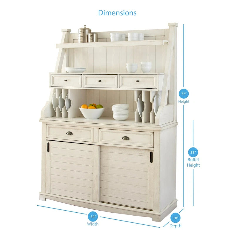 Buffet et huche blancs antiques avec rangement