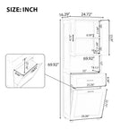 Meuble de rangement de salle de bain avec panier à linge et armoire haute