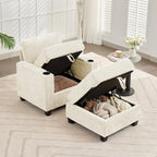 Fauteuil simple avec rangement caché et pouf amovible
