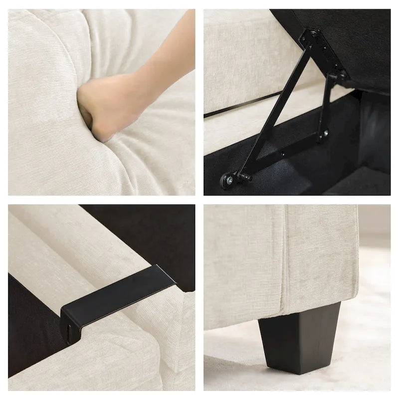 Fauteuil simple avec rangement caché et pouf amovible