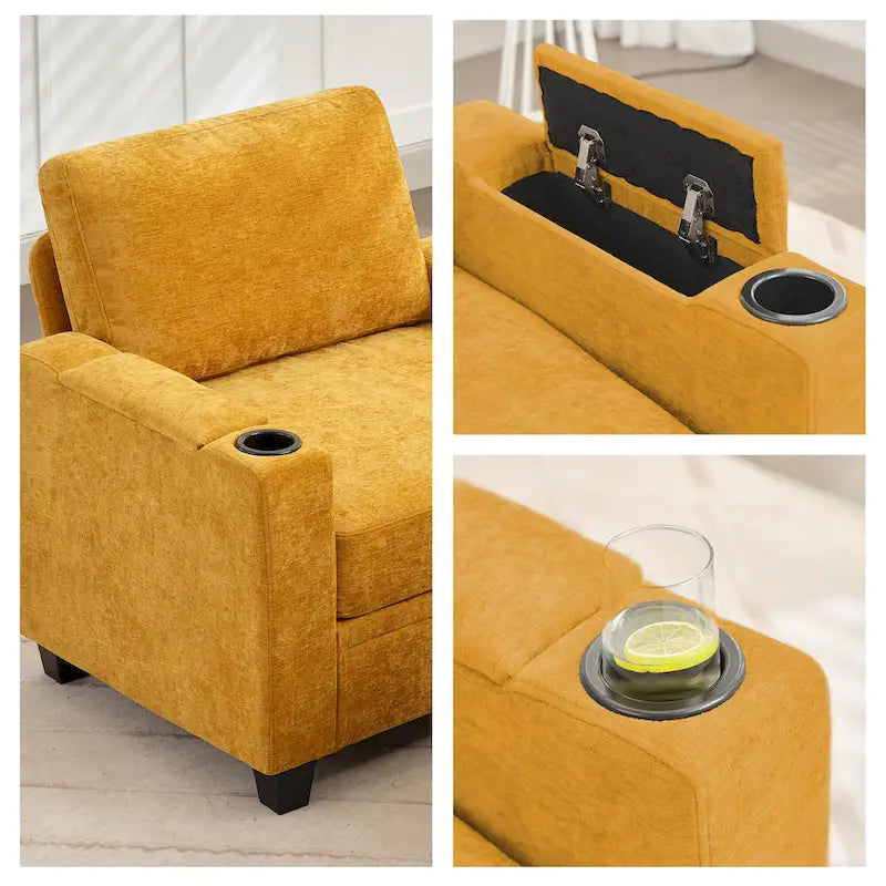 Fauteuil simple avec rangement caché et pouf amovible