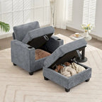Fauteuil simple avec rangement caché et pouf amovible