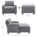 Fauteuil simple avec rangement caché et pouf amovible