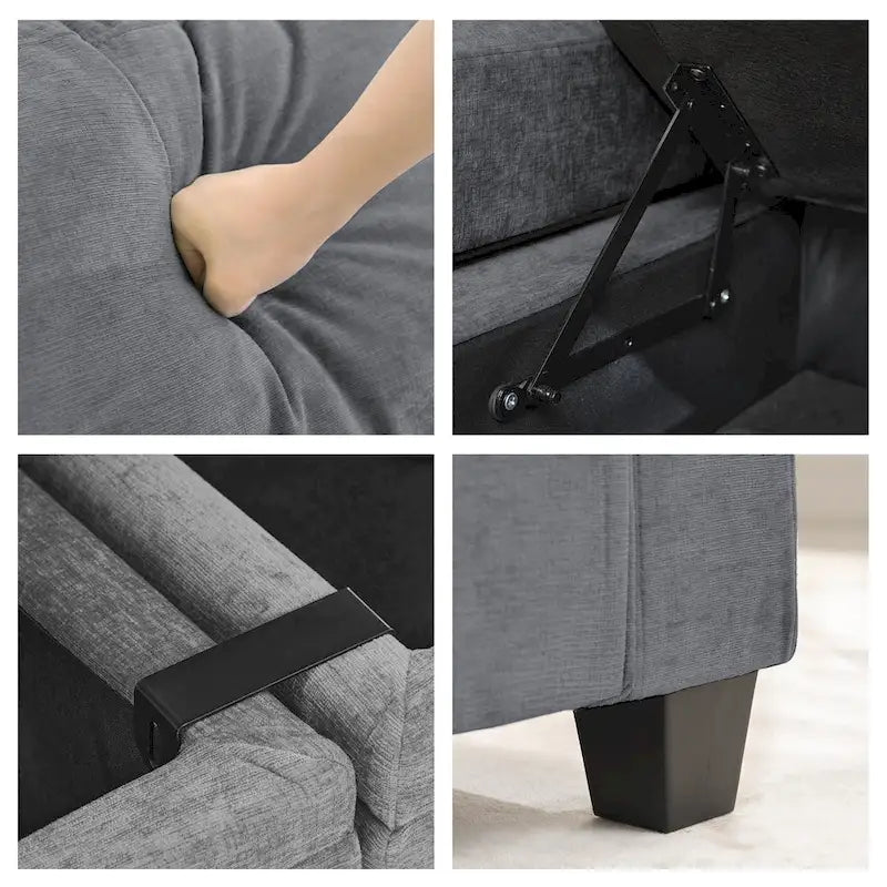 Fauteuil simple avec rangement caché et pouf amovible