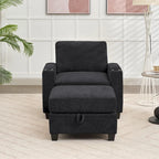 Fauteuil simple avec rangement caché et pouf amovible