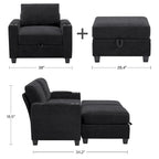 Fauteuil simple avec rangement caché et pouf amovible