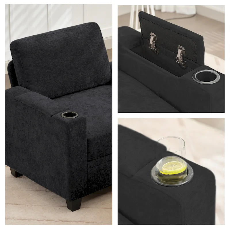 Fauteuil simple avec rangement caché et pouf amovible