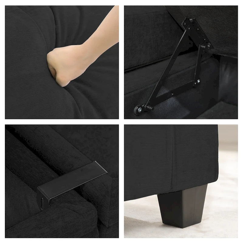 Fauteuil simple avec rangement caché et pouf amovible