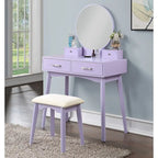 Coiffeuse en bois avec miroir et tabouret