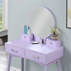 Coiffeuse en bois avec miroir et tabouret