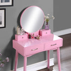 Coiffeuse en bois avec miroir et tabouret